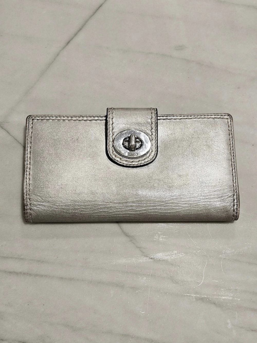 Coach Silver Turn-Lock Wallet